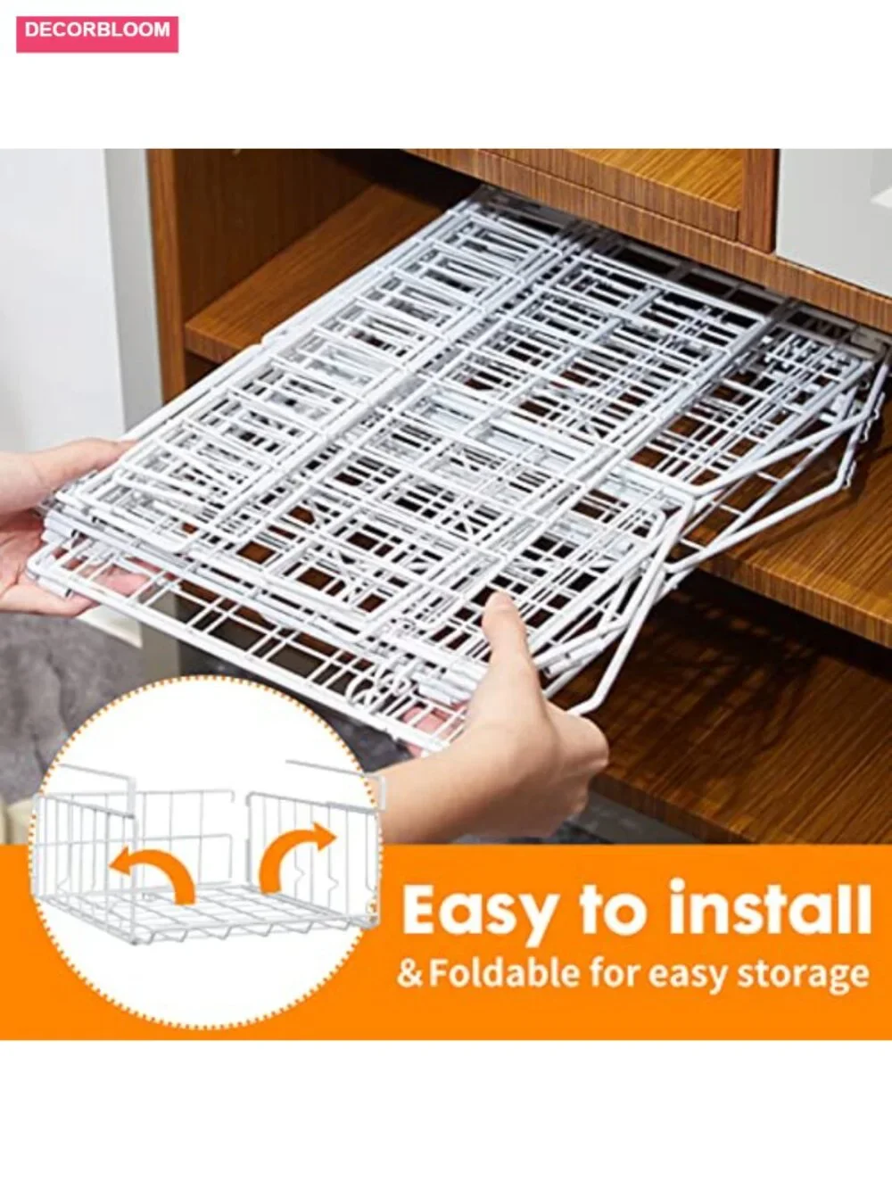 Under Shelf Basket Storage, Steel Hanging Wire Baskets for Kitchen Pantry